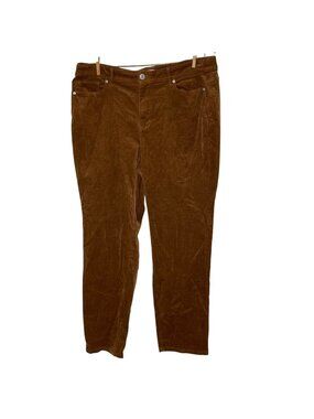 J. Jill Corduroy Straight Leg Pants Brown Sz 18 Cotton